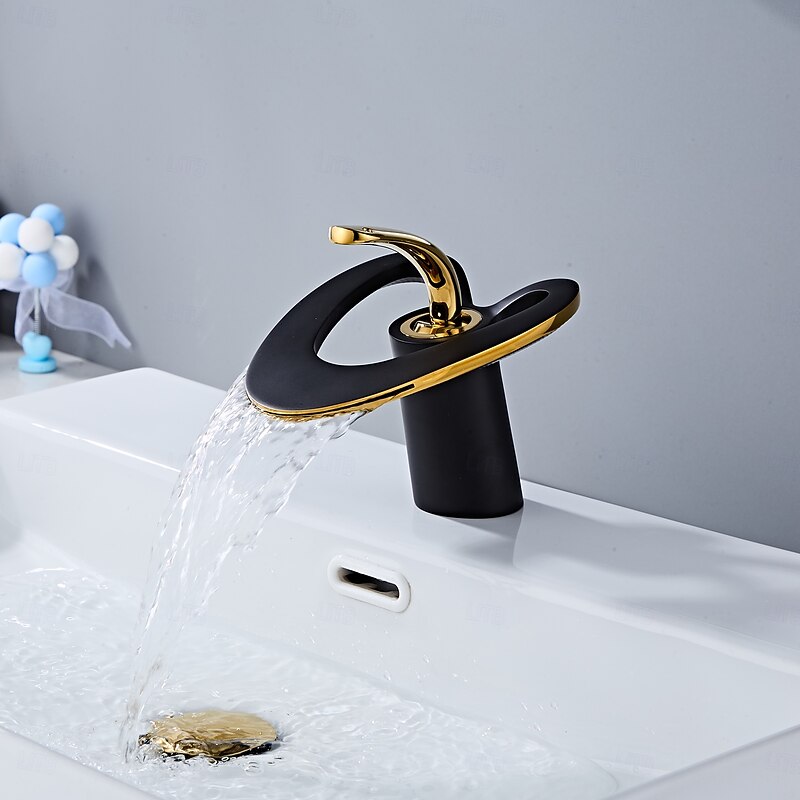 Bathroom Sink Faucet - Waterfall Painted Finishes Centerset Single Handle One HoleBath Taps