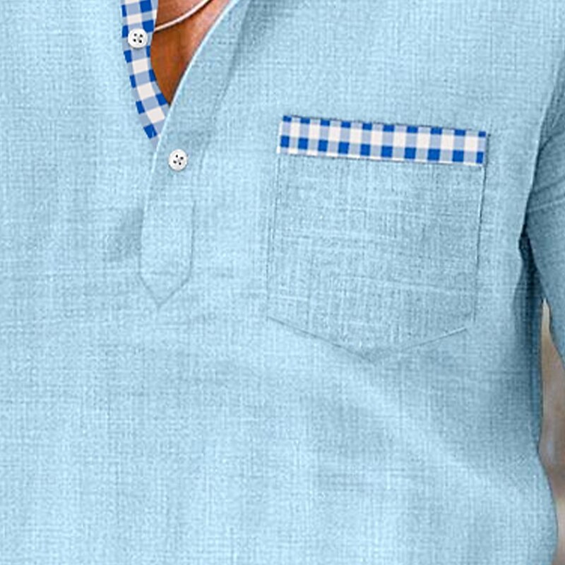 Men's Shirt Linen Shirt Summer Shirt Beach Wear Plain Vacation Casual Black White Navy Blue Blue Long Sleeve Stand Collar Summer Spring & Summer Clothing Apparel2