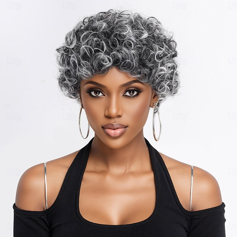 Synthetic Wig Wavy Curly Weave Asymmetrical Neat Bang Machine Made Wig 30 inch 32 inches A1 Synthetic Hair Women's Classic Comfortable Color Gradient Multi-color3