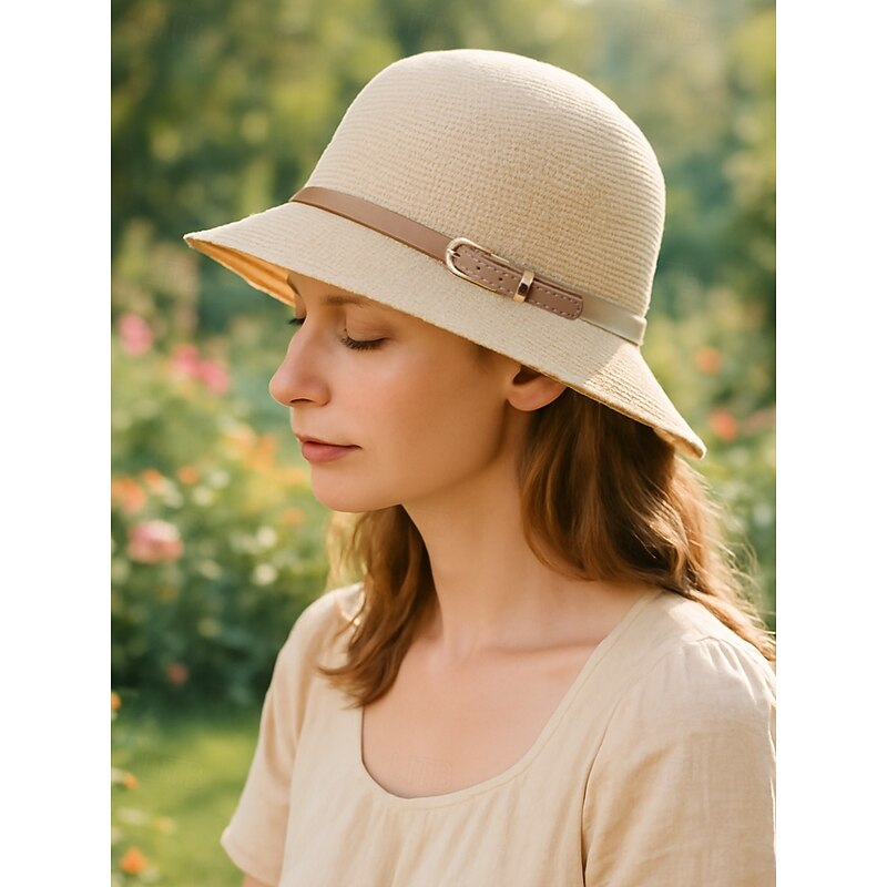 Women's Foldable Wide Brim Polyester Sun Hat with Buckle Detail - Packable Summer Beach Hat for Travel, Gardening and Outdoor Activities2
