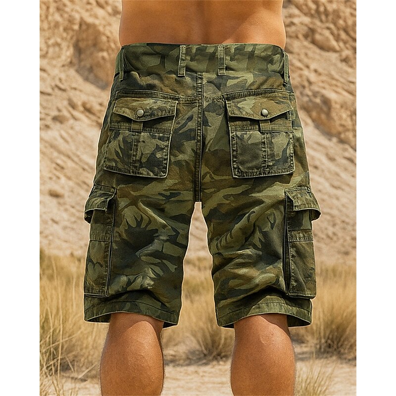 Men's Cargo Shorts Hiking Shorts Camo Summer Outdoor Regular Fit Quick Dry Lightweight Elastic Breathable Shorts Dark Khaki Army Green Cotton Tennis Golf Running 29 30 31 32 343