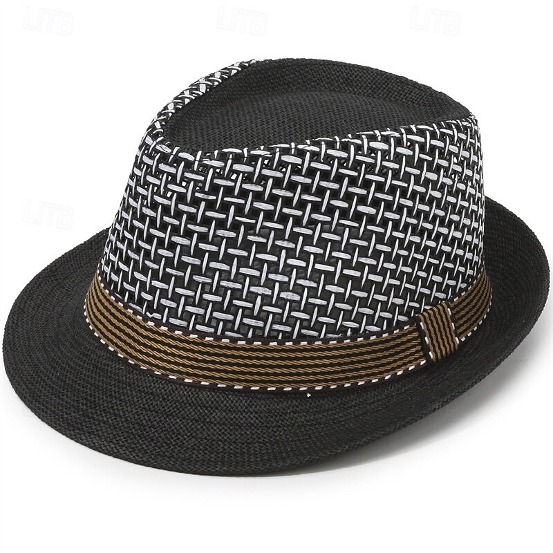 Breathable Sun Hat Men's Straw Hat With Mesh Stitching British Retro Jazz Hat Sun Hat4