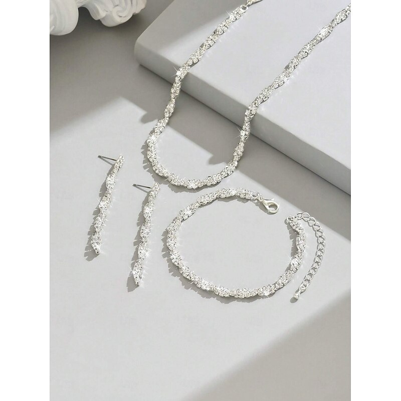 Bridal Jewelry Sets 1 set Zircon Rhinestone Earrings Necklace Bracelets Women's Elegant Stylish Jewelry Set For Wedding Special Occasion Party Evening Wear