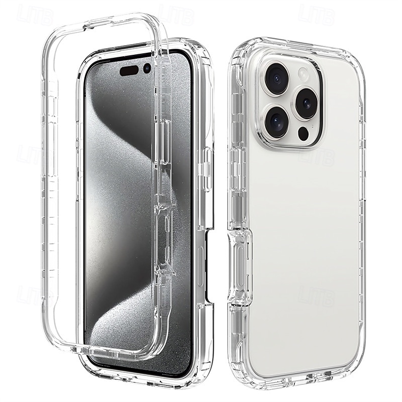 Phone Case For iPhone 17 Pro Max 17 Air 16 15 14 Pro Max Plus 16e 13 Pro Max Back Cover Transparent Shockproof TPU PC
