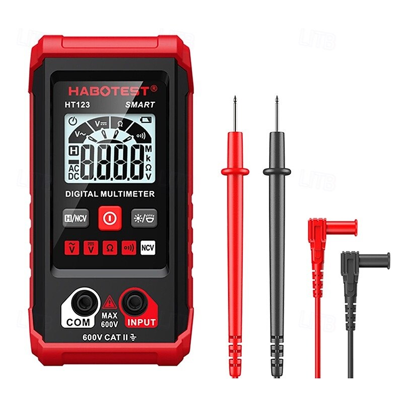 HT123 Smart Digital Multimeter AC/DC Voltage Resistance Continuity Measurement Tester Electrical NCV Multimeter with Backlight