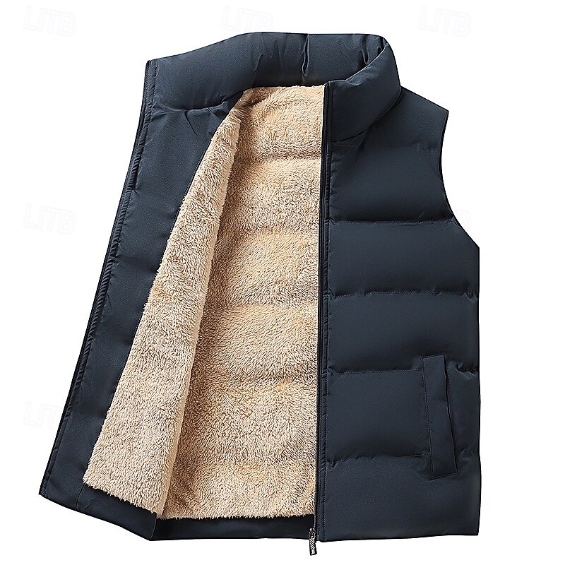 Men's Hiking Vest Fleece Vest Sleeveless Vest Outdoor Thermal Warm Lightweight Breathable Winter Zipper Polyester Black Red Dark Blue Hunting Fishing Climbing4