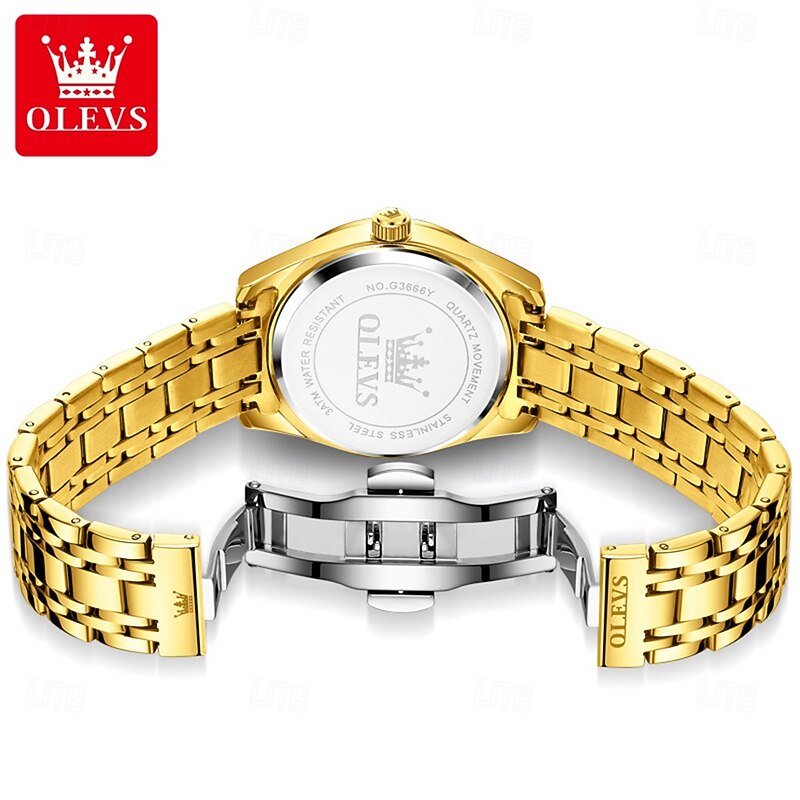 OLEVS 3666 Luxury Man Watch Stainless Steel Waterproof Dual Calendar Classic Large Digital Dial Original Quartz Watches2