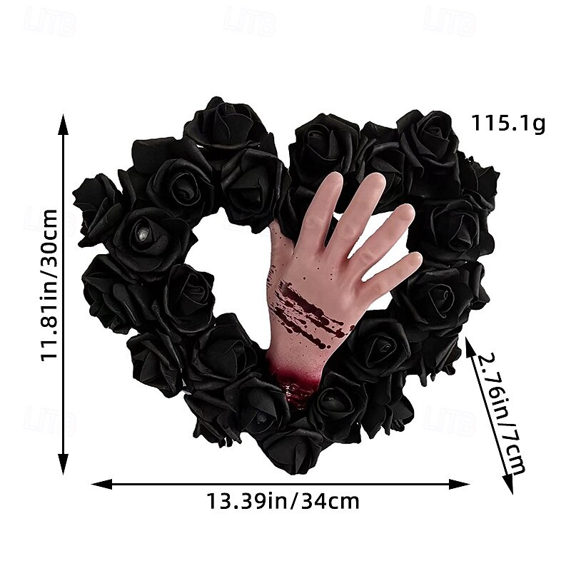 Halloween Wreath for Front Door Indoor Outdoor Decoration, Bloody Hand Vine Wreath Scary Door Hanger, Horror Party Window Hanging Decor for Spooky Halloween3