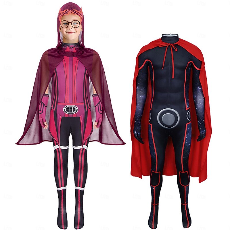 Scarlet Witch Superhero Group Costume Bodysuits Onesie Costume Adventure Movie Cosplay Movie Cosplay for Unisex Boys Girls' Kid's Adults' Halloween Carnival World Book Day Performance Educational