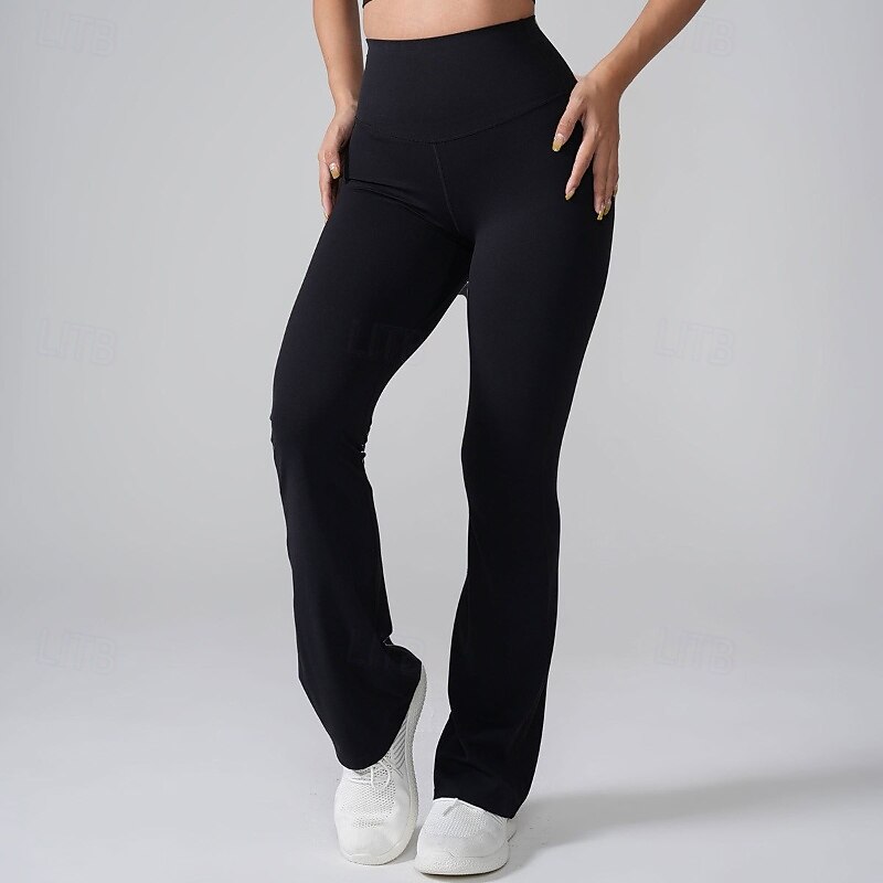Women's pilates leggings fitness pants sport pants Flared Pilates Running Fitness Pants Solid Color Black Orange Brown Fall Winter Sports Activewear Micro-elastic2