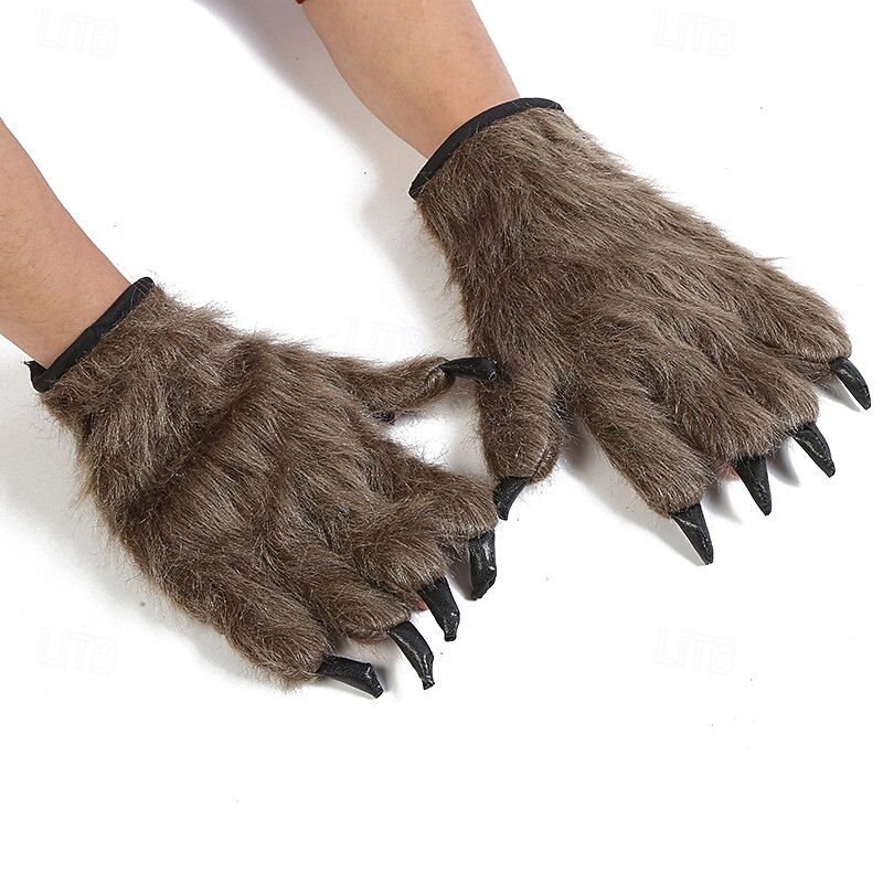 Halloween Gorilla Costume Gloves, Scary Hairy Ape Hands Prop for Cosplay, Prank, Party Performance, Realistic Animal Hand Accessories2
