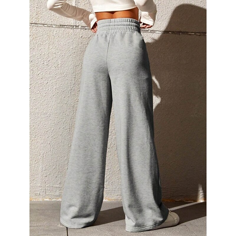 Women's Sweatpants Chinos Fashion Streetwear Basic Full Length High Waist Plain Pocket Elastic Waistband Comfy Soft Comfortable Stretchy Outdoor Street Golden Wine Sky Blue Gray Summer Spring Loose4