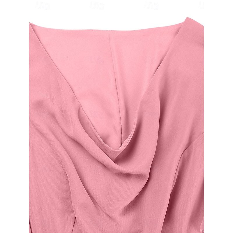 Women's Plus Size A Line Dress Pure Color Crew Neck Short Sleeve Summer Spring Elegant Midi Dress Formal Party Dress4