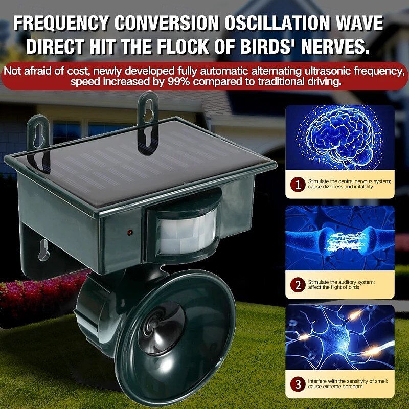 Solar Ultrasonic Bird Repellent Solar Pest Repeller Deer Repellent Cat Repellent Dog Repellent Mouse Repellent New Animal Repellent4