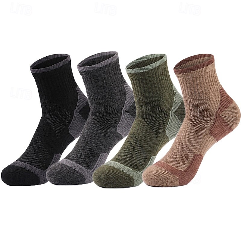 1 Pair Men's Women's merino wool socks Hiking Socks Running Socks Sports Socks Thermal Warm Breathable Anti Blister Thick Winter Outdoor quarter crew Patchwork Merino Wool Black Brown Green for Ski