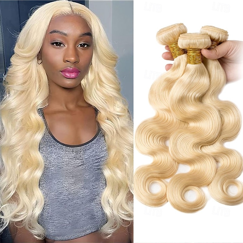 613# Human hair Blonde hair 3 bundle of body wave human hair 300g2