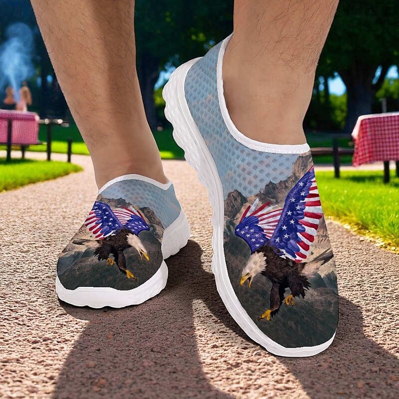 Men's Patriotic Mesh Sports Shoes – Breathable American Flag Eagle Sneakers for Independence Day, Summer BBQs and Outdoor Fitness Activities Vincent Hie4