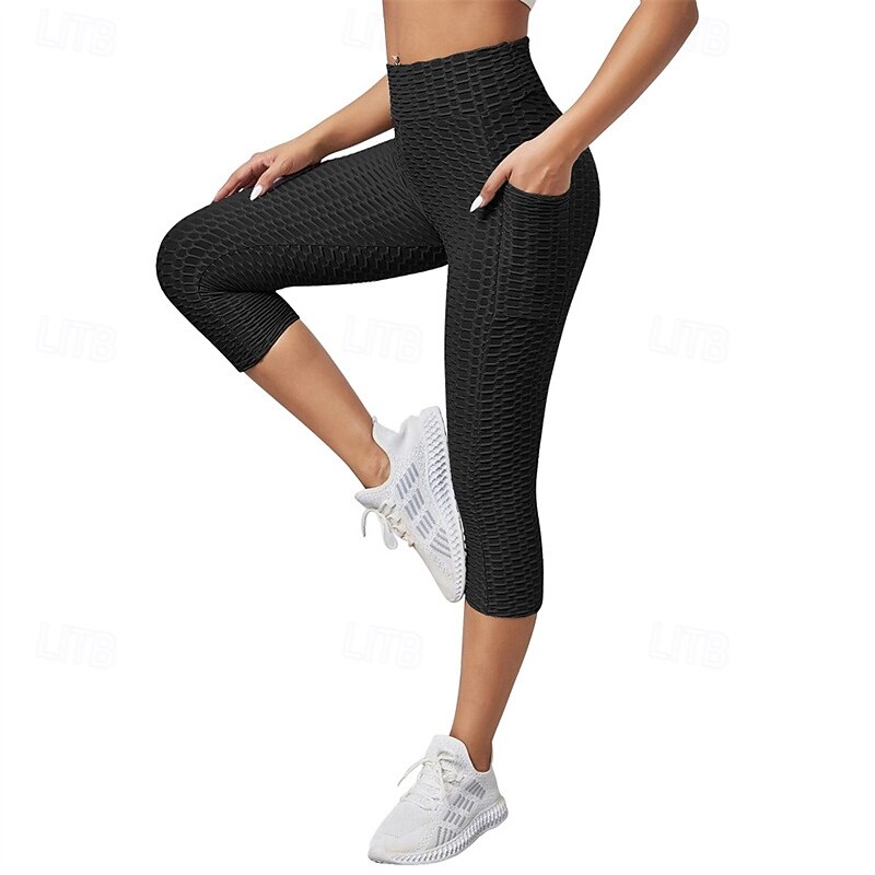 Women's Capri Pants Leggings Cozy Leggings Streetwear Casual Calf-Length High Waist Plain Elastic Waist Breathability Stretchy Vacation Street Daily Wear Black Pink Blue Dark Gray Fall Regular Fit4