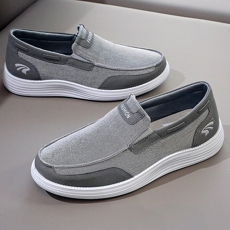 Men's Grey Slip-On Mesh Sneakers, Lightweight Comfort Casual Shoes for Walking, Running and Outdoor Activities2