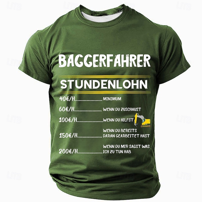 Men's Funny Excavator Operator Hourly Wage Graphic Tee | Construction Work Humor Gift4