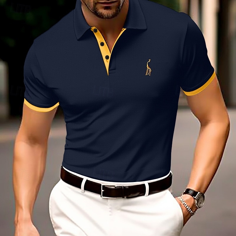 Men's Cotton Polo Shirt Golf Shirt Casual Sports Lapel Ribbed Polo Collar Short Sleeve Fashion Basic Plain Classic Summer Spring Slim Fit Black White Yellow Navy Blue Cotton Polo Shirt