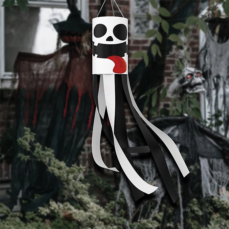Halloween Ghost Windsock Flag for Outdoor Yard Decor, Waterproof Hanging Ghost Decoration for Halloween Garden, Spooky Lawn and Porch Display3