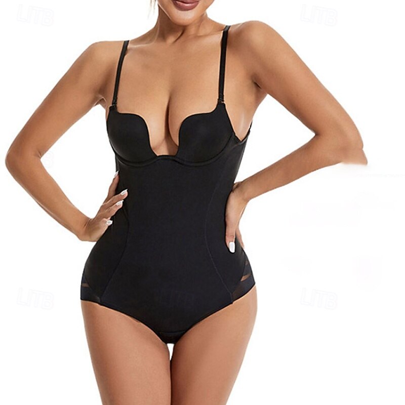 Women V Neck Plain Elastic Shapewear For Pilates Dance