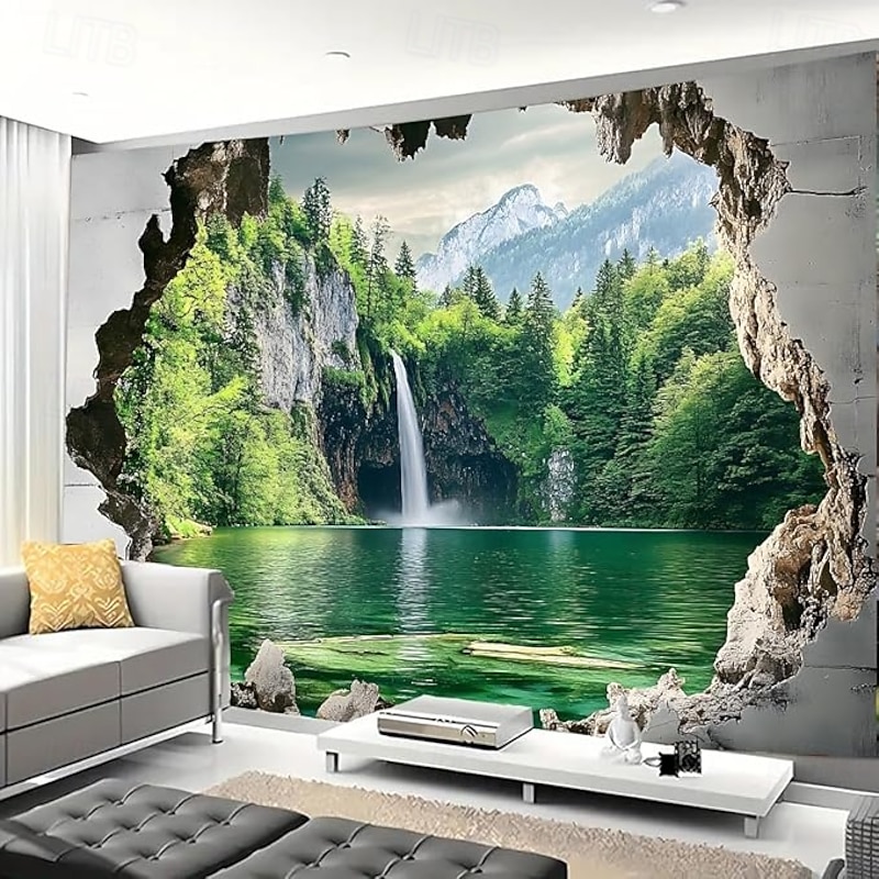 Cave Forest Landscape Hanging Tapestry Wall Art Large Tapestry Mural Decor Photograph Backdrop Blanket Curtain Home Bedroom Living Room Decoration3