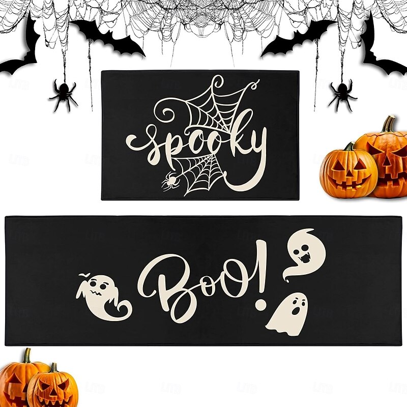 Halloween Kitchen Mats, 2PCS Kitchen Rugs, Cushioned Anti Fatigue Kitchen Mats for Floor, Non-Slip Standing Desk Mat, Waterproof Kitchen Rug Set for Kitchen, Floor, Office3