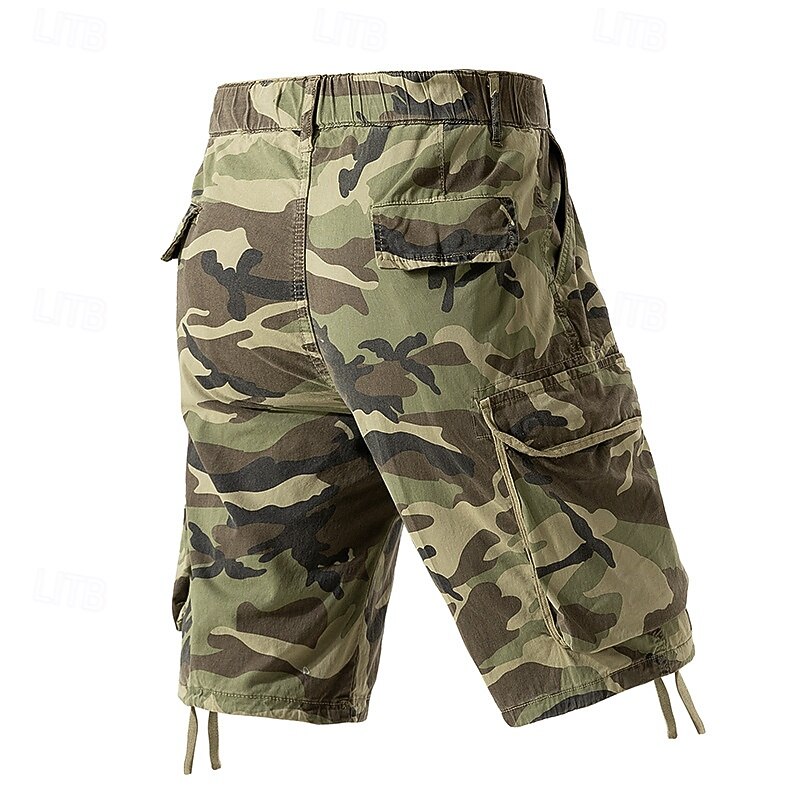Men's Cargo Shorts Shorts Summer Shorts Multi Pocket Flap Pocket Camo Comfort Wearable Knee Length Outdoor Sport Daily Fashion Casual Khaki Army Green2