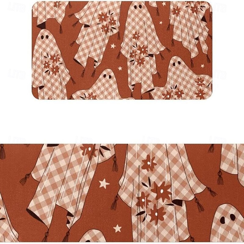 Halloween Kitchen Mats, 2PCS Kitchen Rugs, Cushioned Anti Fatigue Kitchen Mats for Floor, Non-Slip Standing Desk Mat, Waterproof Kitchen Rug Set for Kitchen, Floor, Office4
