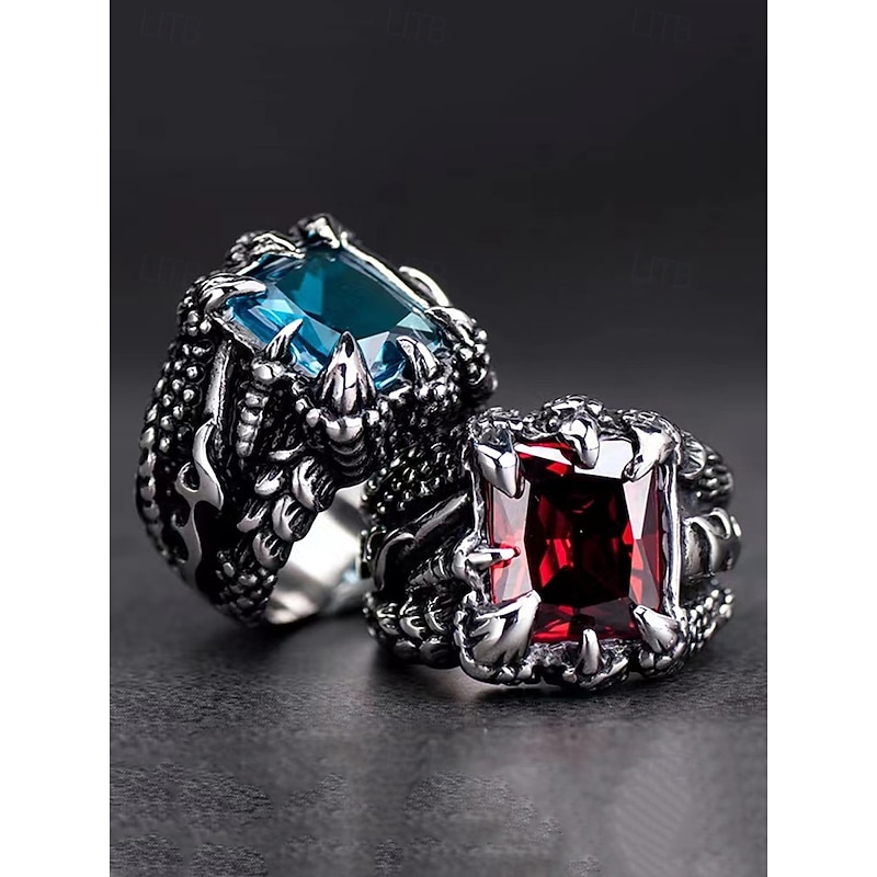 Men's Alloy Claw Ring with Gemstone Inlay – Gothic Punk Style Adjustable Statement Jewelry for Rock Concerts Parties and Nightlife4