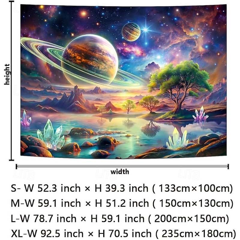 Blacklight Tapestry Glow in the Dark Glow Party UV Reactive Galaxy Trippy Misty Mushroom Nature Landscape Hanging Tapestry Wall Art Mural for Living Room Bedroom2