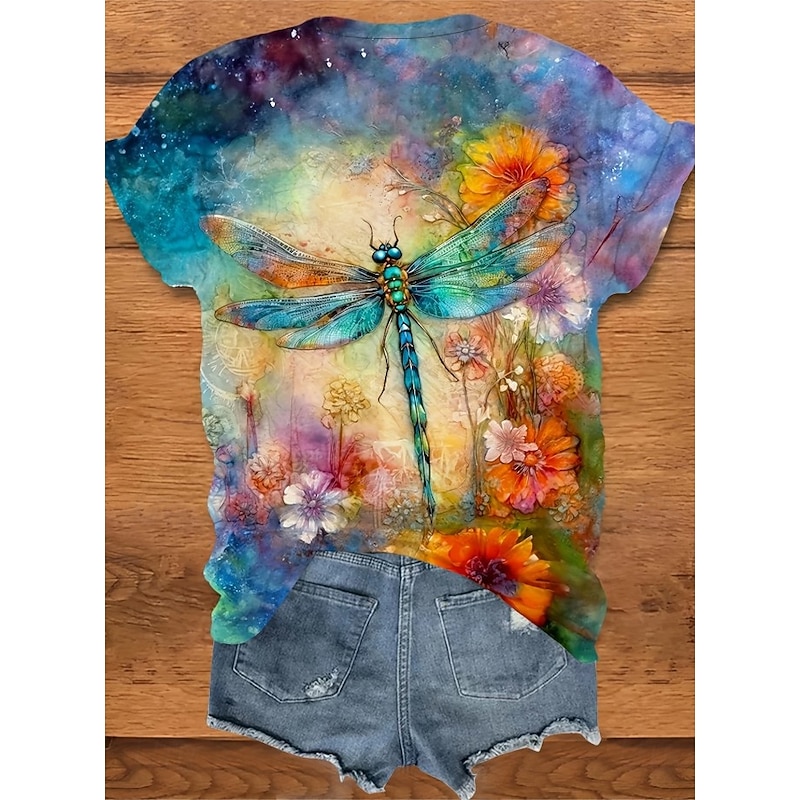 Women's T Shirt Graphic Animal Vintage Stylish Classic Short Sleeve Crew Neck Regular Tops Daily Weekend Print White Blue Purple Green Khaki Summer Spring2