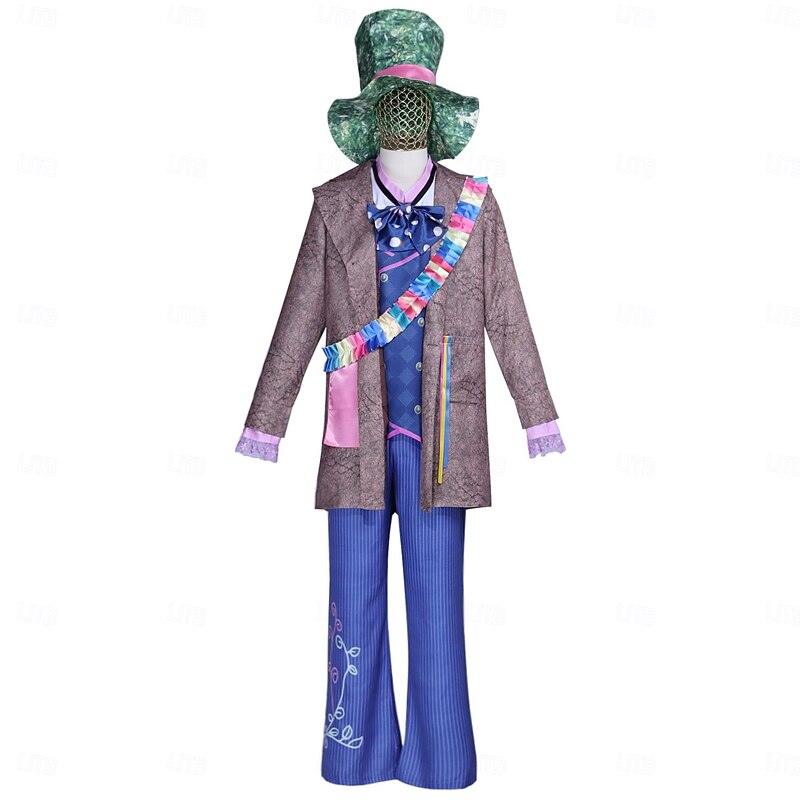Alice in Wonderland Fairy Tale Mad Hatter Dress Costume Storybook Characters Cosplay Movie Cosplay for Men's Adults' Halloween Carnival World Book Day Performance Educational Dress Up School Event