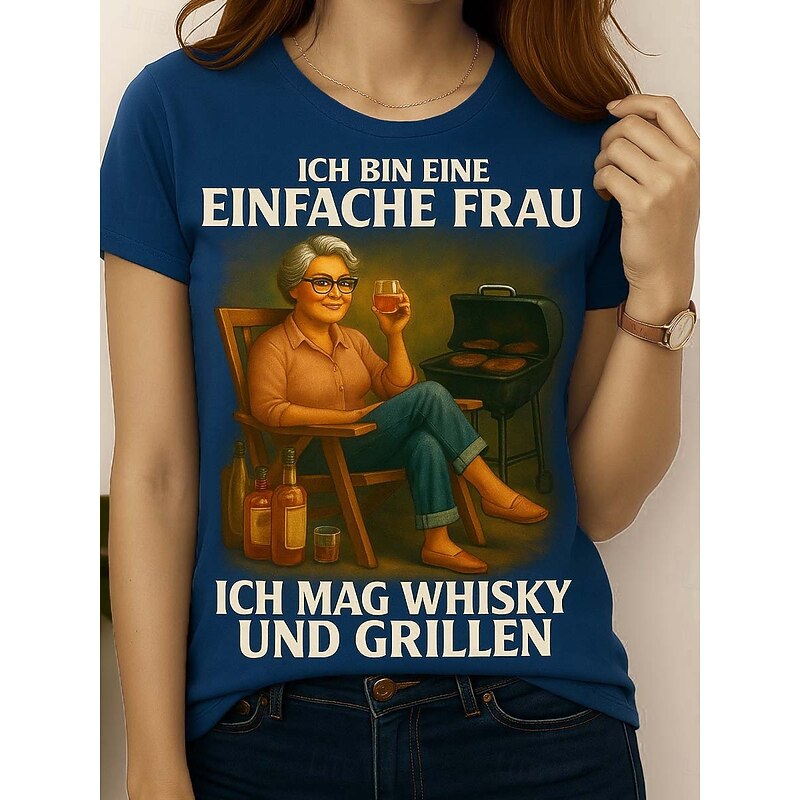 Women's T Shirt Graphic Letter Vintage Stylish Classic Short Sleeve Crew Neck Round Neck Regular Tops Daily Weekend Print Black Red Blue Green Summer Spring3