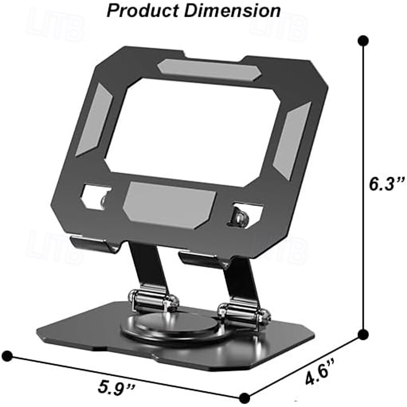 Tablet Stand Holder for Desk with 360 Rotating Base Aluminum Dual Rod Support Adjustable Compatible for Pad Pro 13 12 11 Air Mini 5 4 3 Phone E-Reader4
