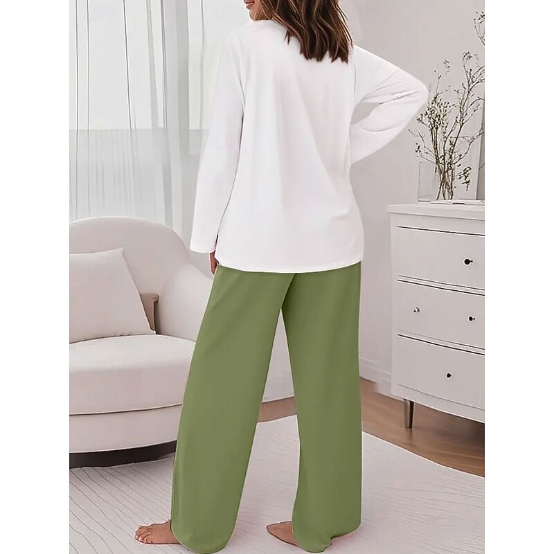 Women's Fashion T Shirt Pants Sets Long Sleeve Round Neck Floral Graphic Print Casual Daily Pink Blue Purple Spring Regular Fit2