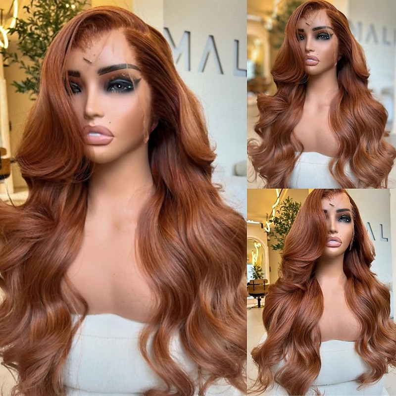 100% Unprocessed Virgin Hair 5x5 Closure Wigs Light Brown Colored  13x4 Lace Front Wig Free Part Brazilian Hair Wavy Human Hair Wig Glueless Pre-Plucked For Women