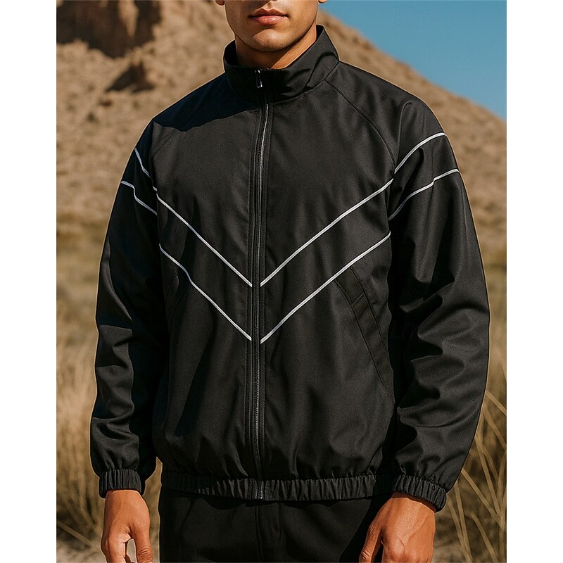 Men's Outdoor Jacket Hiking Jacket rain coat Outdoor Waterproof Quick Dry Lightweight Breathable Hiking Outfits Hiking Clothes Spring Autumn / Fall Jacket Tennis Golf Running Solid Color Black Sky