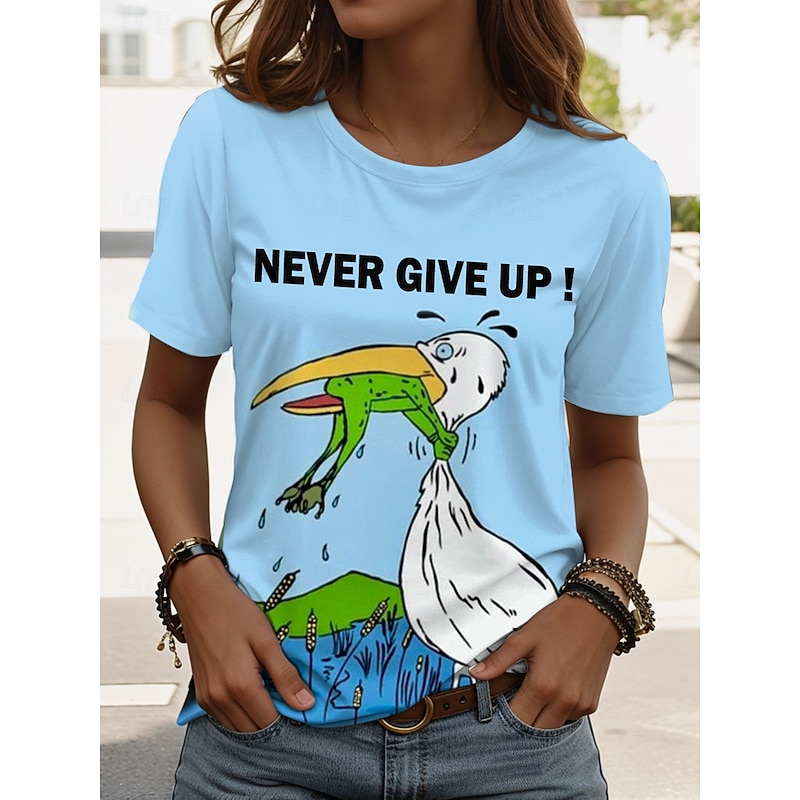 Women's T Shirt Graphic Animal Bird Vintage Stylish Classic Short Sleeve Crew Neck Round Neck Regular Tops Daily Weekend Print White Blue Green Summer Spring4