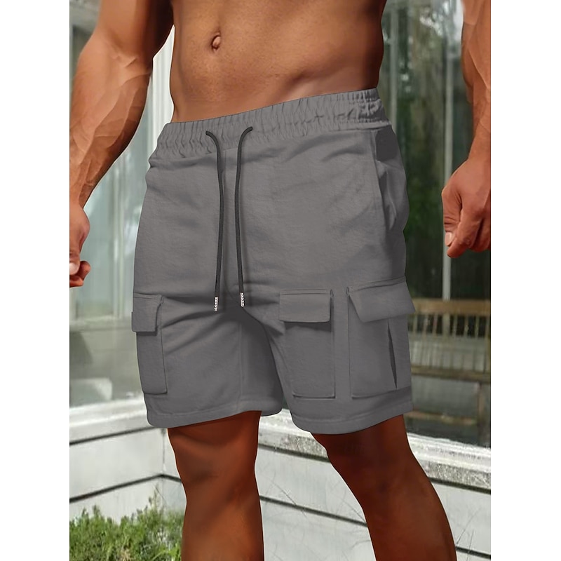 Men's Tactical Shorts Cargo Shorts Shorts Bermuda shorts Casual Shorts Drawstring Multi Pocket Straight Leg Plain Breathable Knee Length Outdoor Casual Fashion Streetwear Black Green Micro-elastic