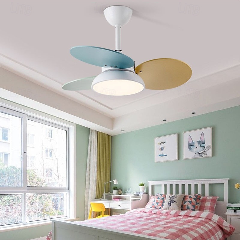Nordic Style Metal Ceiling Fan LED Ceiling Light for Children's Bedroom