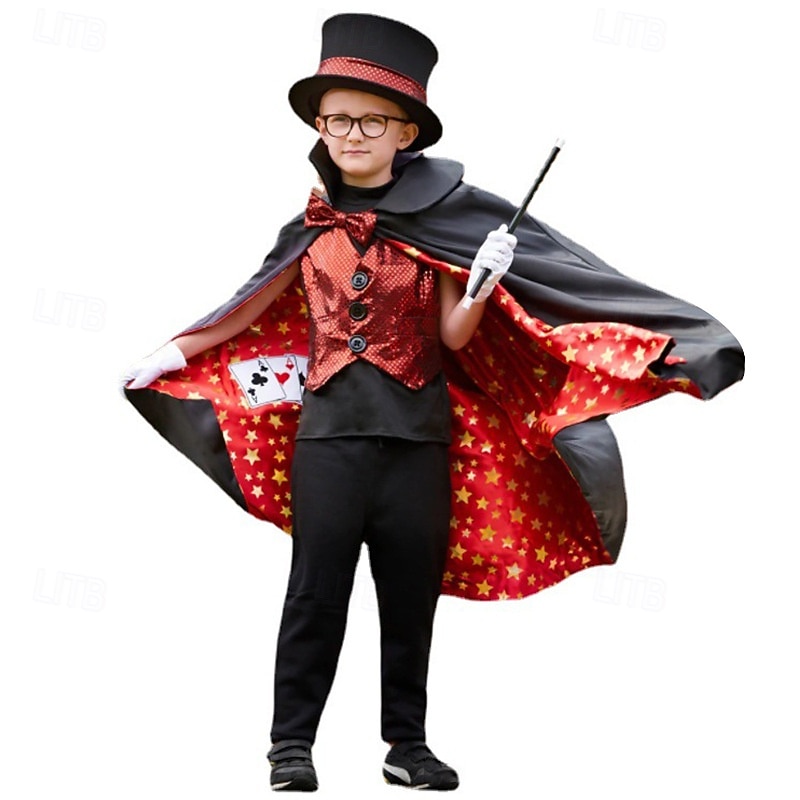 Magician Halloween Dress Outfits Costume STEM Day Career Role Play Cosplay Kid's Boys' Girls' Halloween Carnival World Book Day Performance Educational Dress Up School Event Dress Up Easy Halloween4