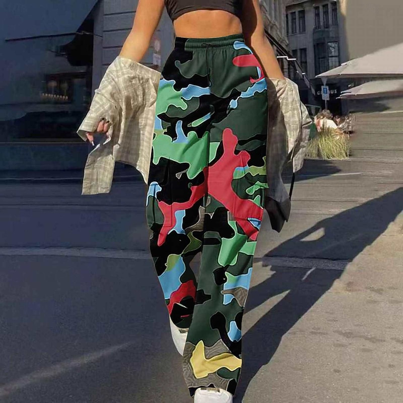 Women's EU / US Size Straight Casual / Sporty Athleisure Full Length Natural Patchwork Azure Wine Depression Green Spring Grass Green Spring, Fall, Winter, Summer