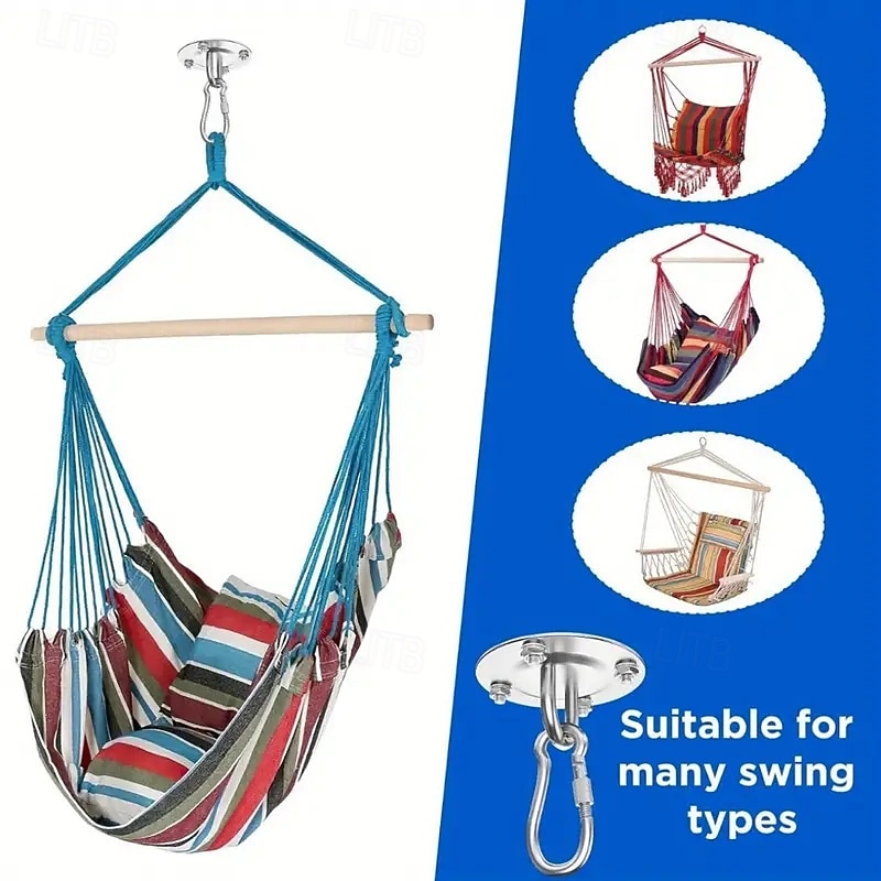 6-Piece Work Swing Hanger - Stainless Steel Hook Ceiling Swing Mount Swing Hook Swing Hardware Kit for Hammock Yoga Sandbag Multiple Indoor Outdoor Gyms3