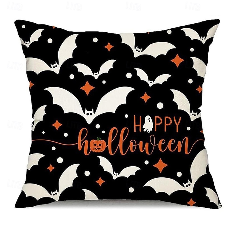 1 pcs Linen Pillow Cover, Halloween Square Traditional Classic2