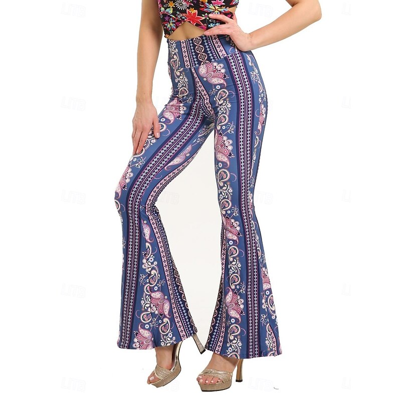 Women's Leggings Vintage Ethnic Style Full Length High Waist Paisley Printing Comfy Soft Comfortable Micro-elastic Outdoor Street Black White Pink Blue Summer Spring Fall Slim Fit2