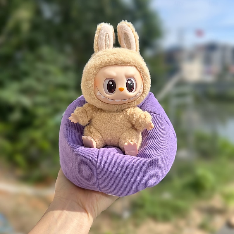 Mini Sofa for 17cm Vinyl Doll (NO DOLL) Soft Lazy Miniature Couch for Dollhouse Cute Furniture Decoration for Dolls Room Mini Sofa Accessories for Display or Collection