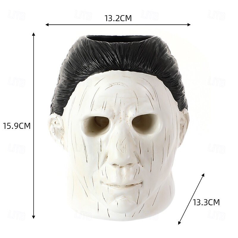 Halloween Michael Myers Resin Candle Holder and Pen Holder, Horror Movie Inspired Desktop Figurine for Spooky Party and Home Decoration3